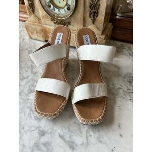 NWT Steve Madden Icey Espadrille two white strap wedges
